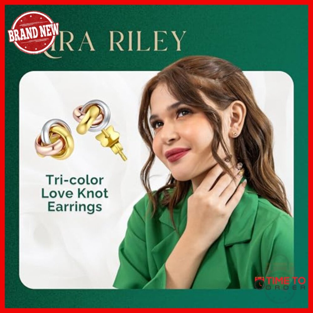 14k Solid Gold Knot Stud Earrings Hypoallergenic … - image 2